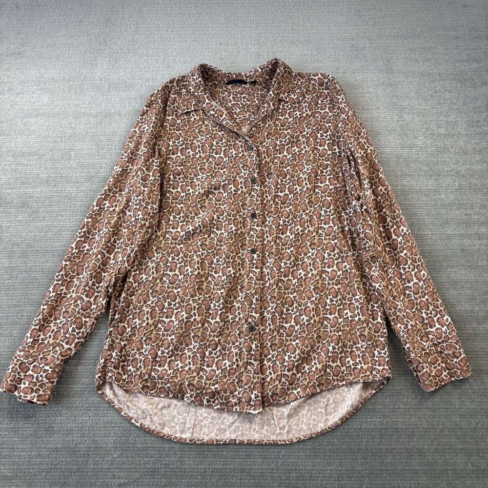 RBG Ruth Bader Ginsberg Leopard Print Shirt Womens L Button Up Shirt Betabrand